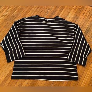 & other stories navy/white horizontal stripe heavy crewneck top/sweatshirt